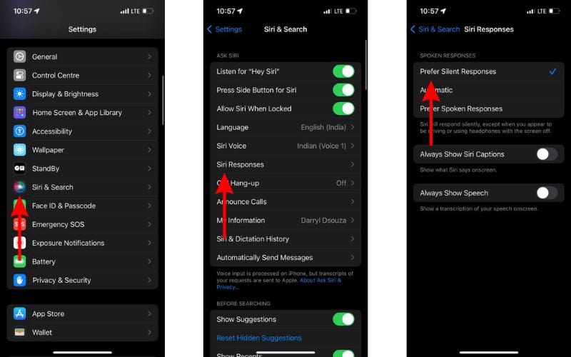 Select Silent Responses for Siri on iPhone