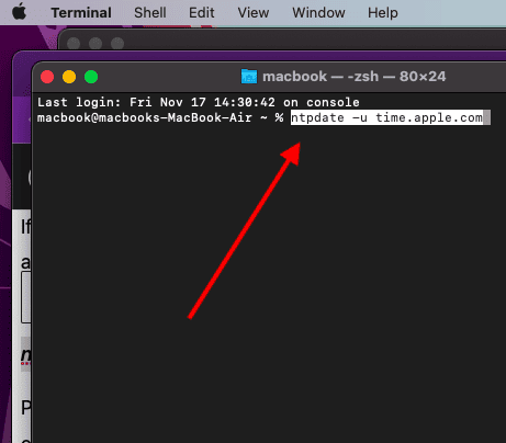 Set date and time using terminal