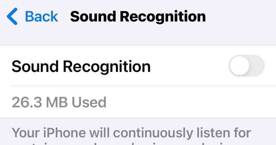 Turning Off Sound Recognition Since iPhone Cannot Send Audio Messages at This Time