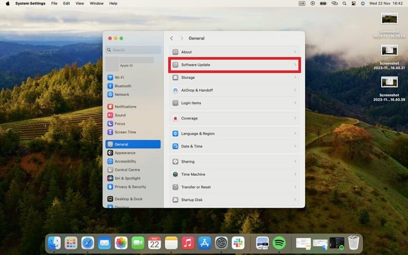 Tap on Software Update (Mac)