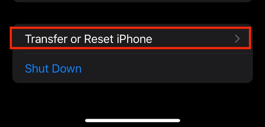 Screenshot Trasfer or Reset iPhone