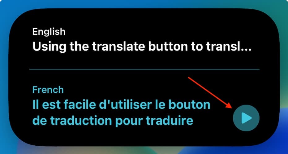 Translate Action Button iOS Tap Play Button