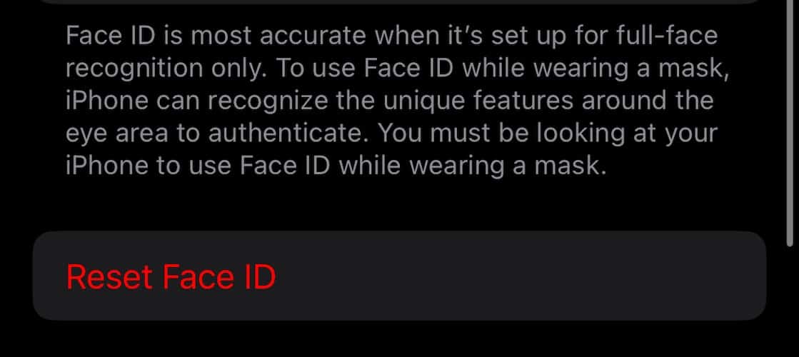 TrueDepth Camera Not Working Tap Reset Face ID