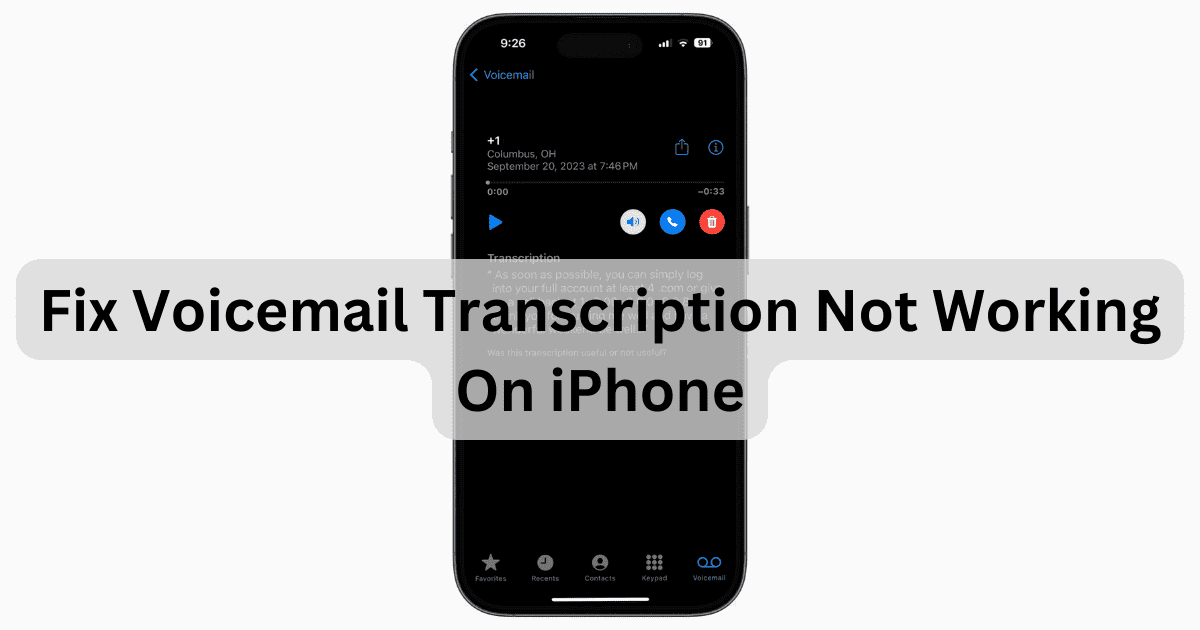 Voicemail Transcription Not Working iPhone November 2023 Featured