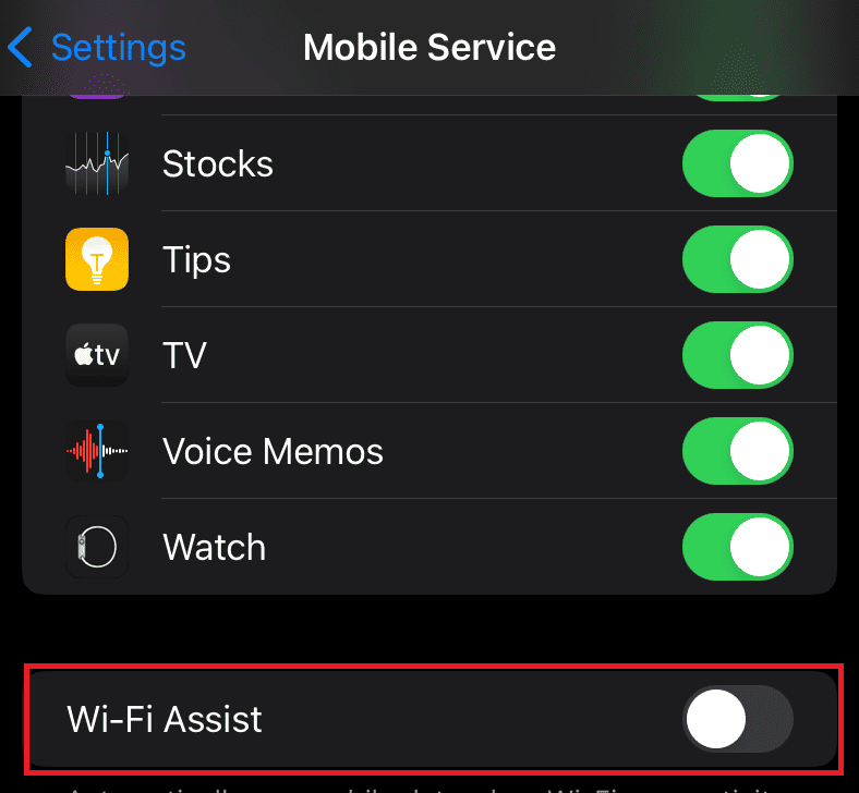 iPhone Switching From WiFi to Cellular Data Wi-Fi Assist