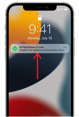 You will get a AirTag Battery is Low notification on your iPhone