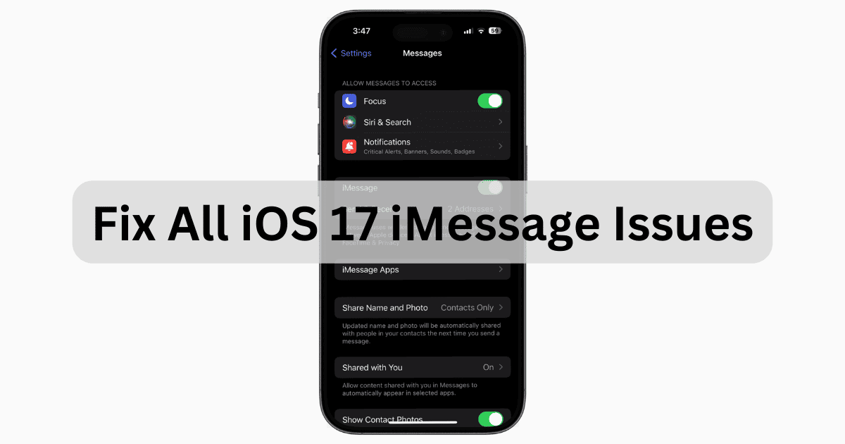 iOS 17 iMessage Issues November 2023 Featured