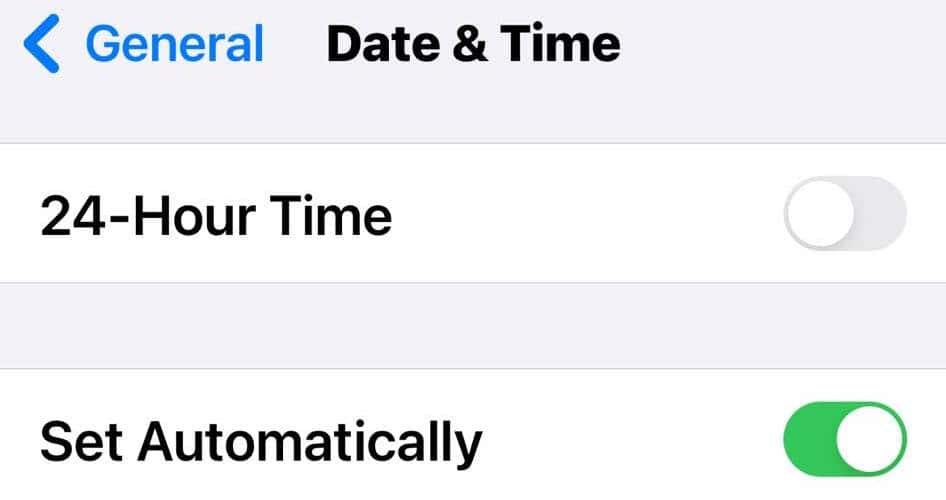 Date and Time Settings on an iPhone