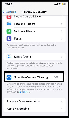 sensitive content warning ios 17