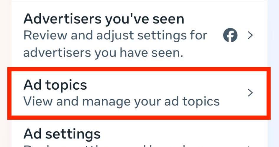 Filtering and Selecting Ad Topics for Facebook App on iPhone