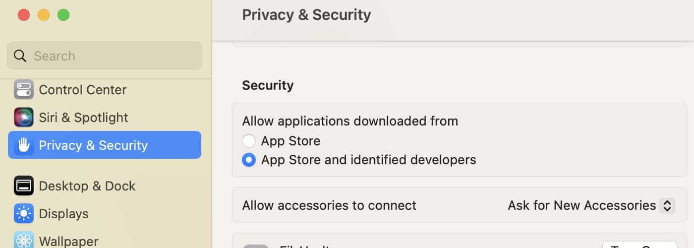 Let Mac Allow Applications Downloaded from App Store and Identified Developers