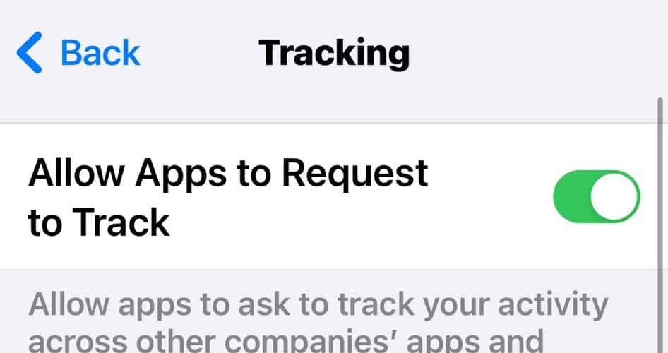 Toggle Button to Stop Apps from Tracking Activity Automatically