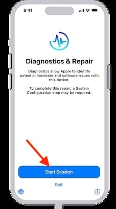 Apple Diagnostics Self Service Repair Service Tap Start Session