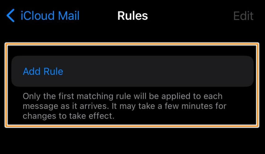 iCloud rules page