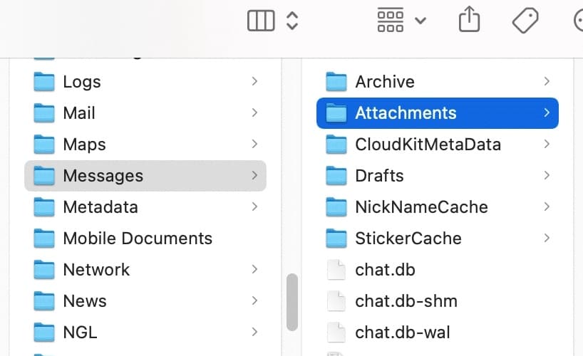 library/messages/archives and library/messages/attachments