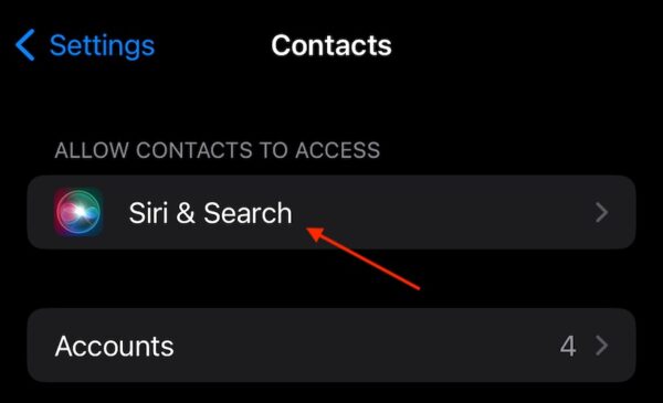 Caller Name Not Contacts tap Siri and Search