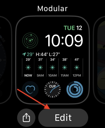 Change Apple Watch Wallpaper Select Edit Button