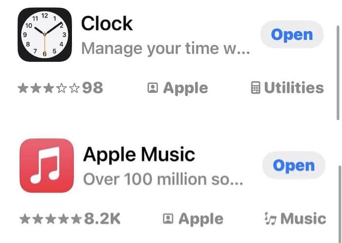Clock and Apple Music on App Store