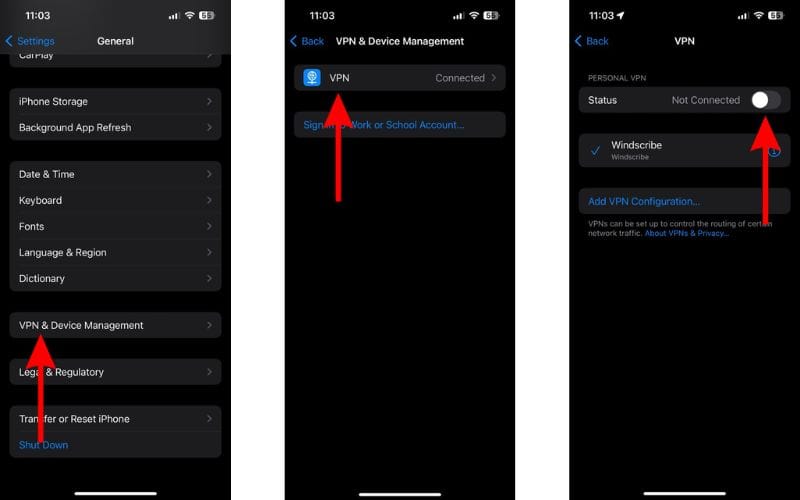 Disable VPN To Fix iPhone Update Stuck on Preparing Update