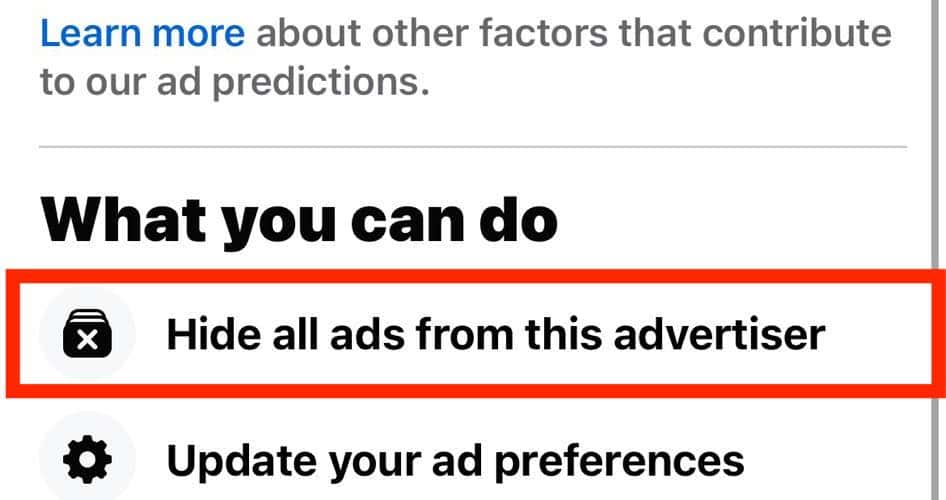 Hide and Block Facebook Ads on iPhone from Specific Advertiser