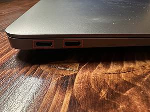 Closeup view of a MacBook Air's USB-C ports