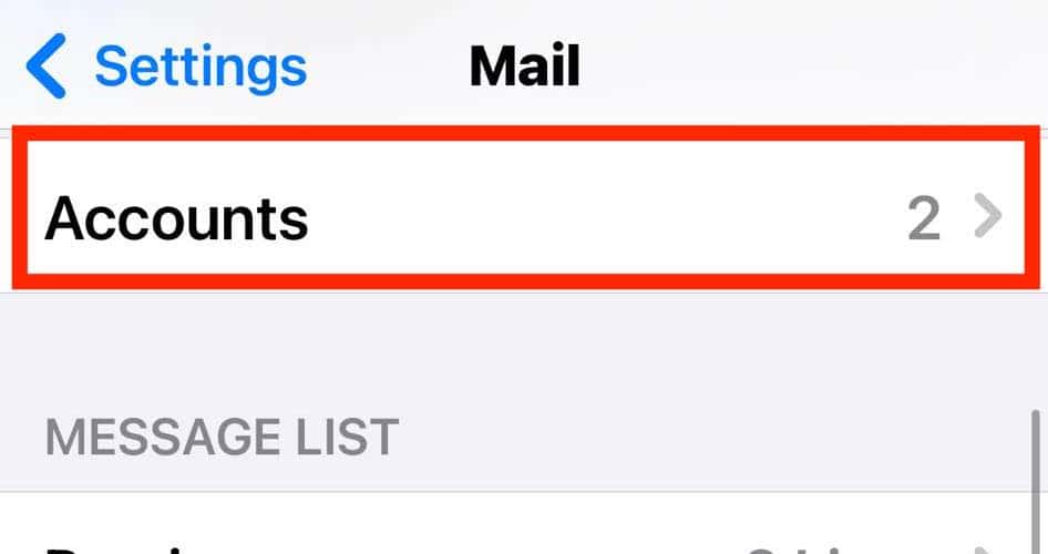 Mail Accounts on iPhone