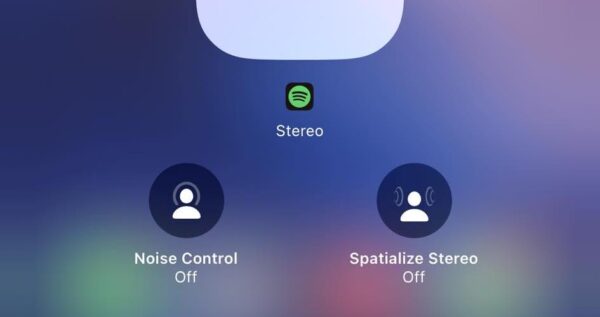 Noise Control Modes Appearing on Volume Slider of Control Center