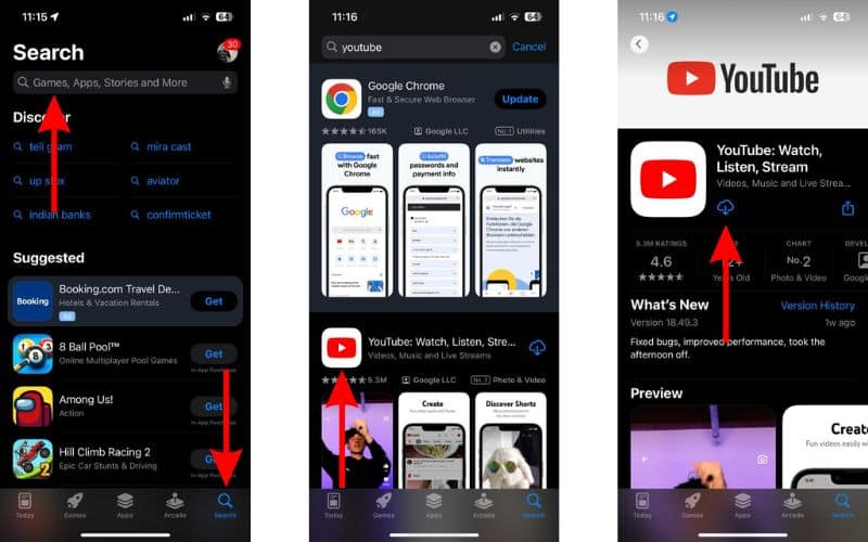 Reinstall YouTube from the App Store To Fix YouTube From Crashing on iPhone