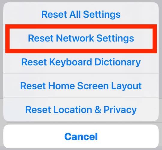 Reset Network Settings to know why some apps are not working on your iPhone