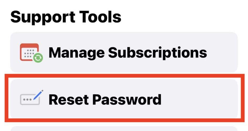 Reset Password Option on Apple Support