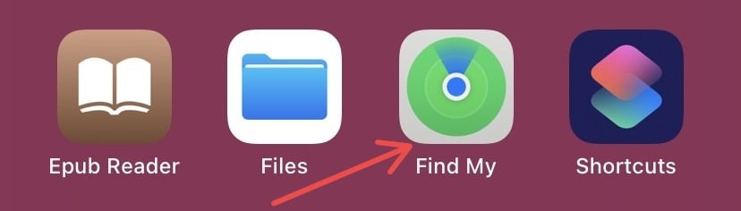 Screenshot showing Find My app icon
