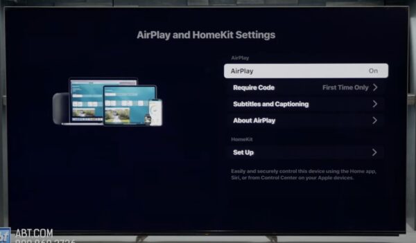 The Toggle on and off Button for AirPlay on Sony TV