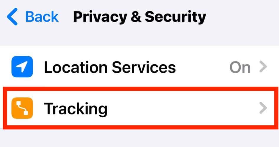 The Activity Tracking Settings on iPhone
