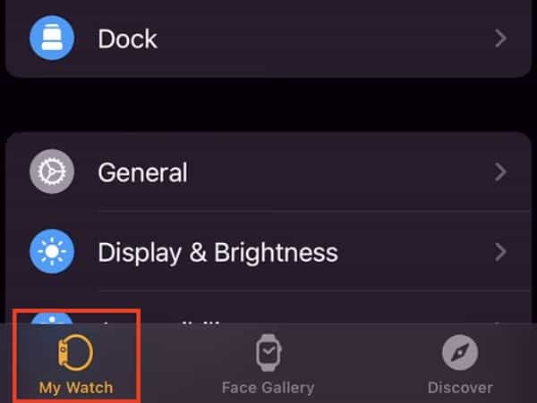 Opening the Watch App on an iPhone