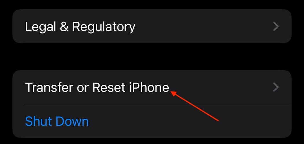 Weak Signal iPhone 15 Tap Transfer or Reset iPhone