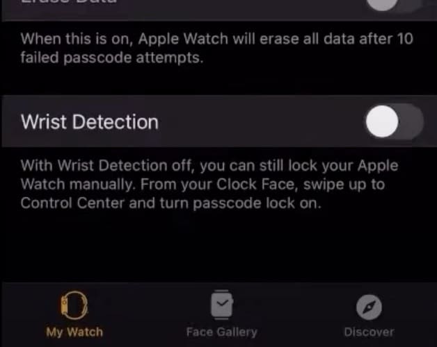 Turn off Wrist Detection Feature on iPhone