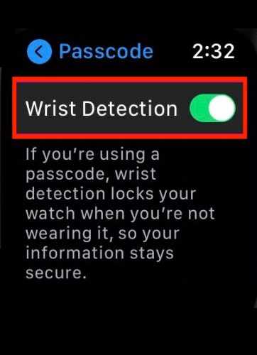 Turn Off Wrist Detection Feature Because Passcode setup grayed out on Apple Watch