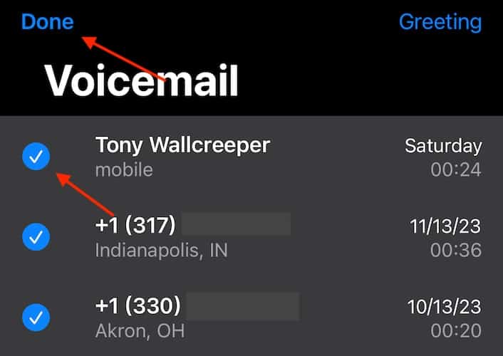 iPhone Voicemail Full After Deleting Tap Done