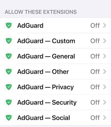AdGuard Extensions on Safari Web Browser
