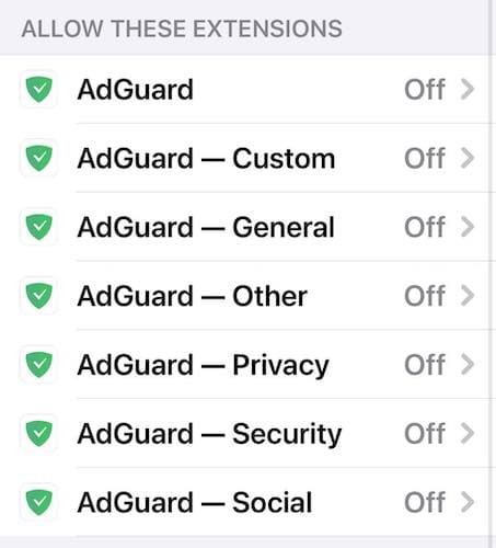 Toggle Buttons for AdGuard Browser Extensions on Safari