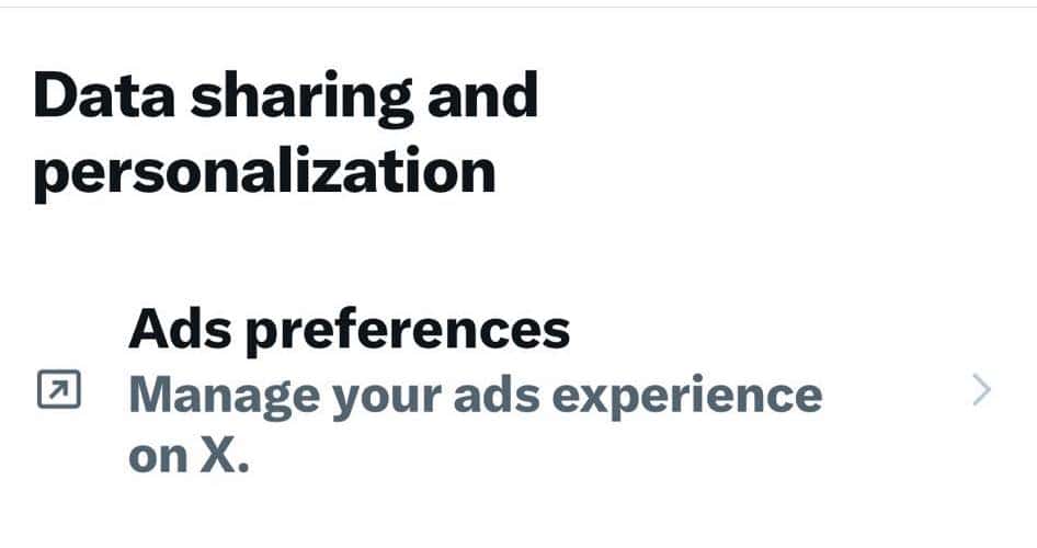 Ads Preferences on X App