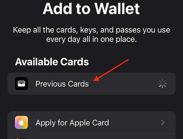 Apple Card Not Working Select Previous Cards