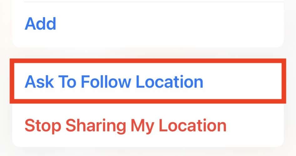Asking to Follow the Location of Another User on Find My App