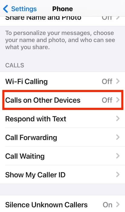 Turn On and Off Calls on Other Devices Because No Ringtone on iPhone