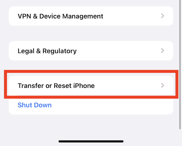 Click Transfer or Reset iPhone