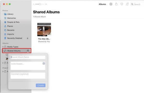 Create Shared Album in Photos App Mac