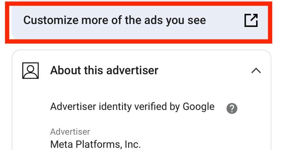 Customize More of the Ads You See Option on YouTube My Ad Center