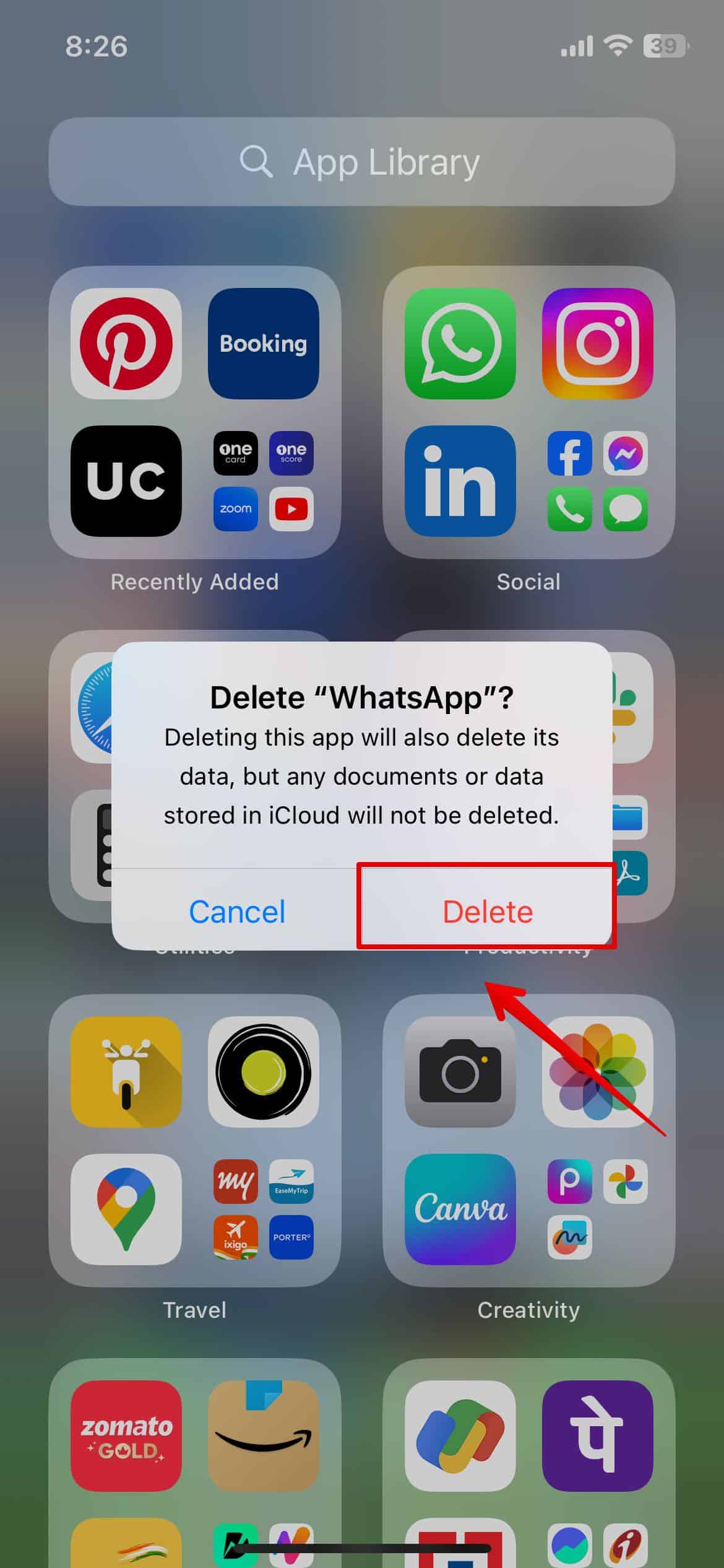 Delete WhatsApp from iphone