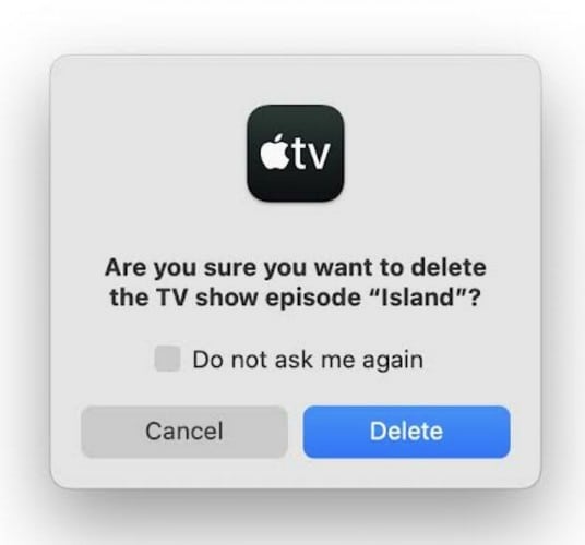 Delete button for Apple TV