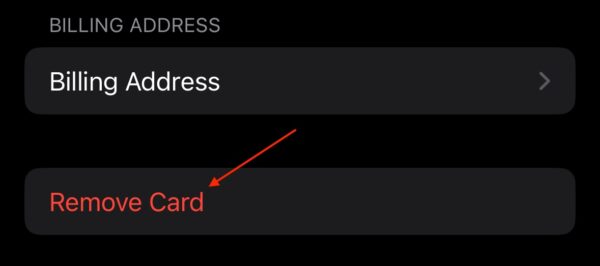 Delete from Apple Wallet Tap Remove Card